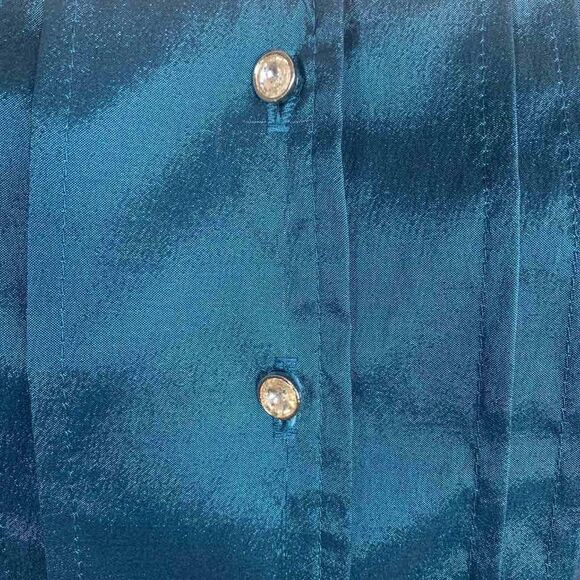 Cache Teal Satin Blouse - Picture 11 of 12